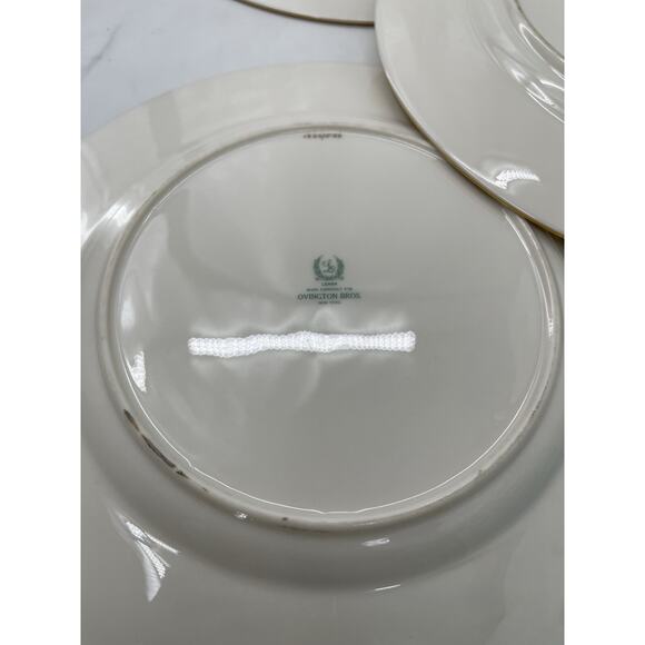 Set 5 Lenox Tuxedo Dinner Plates Gold Rim J-33 Ovington Bros Green Backstamp - Picture 12 of 16